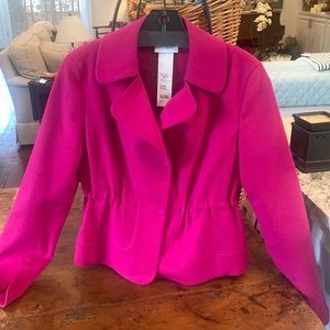 AKRIS punto us sz6 wool hot pink cinched jacket